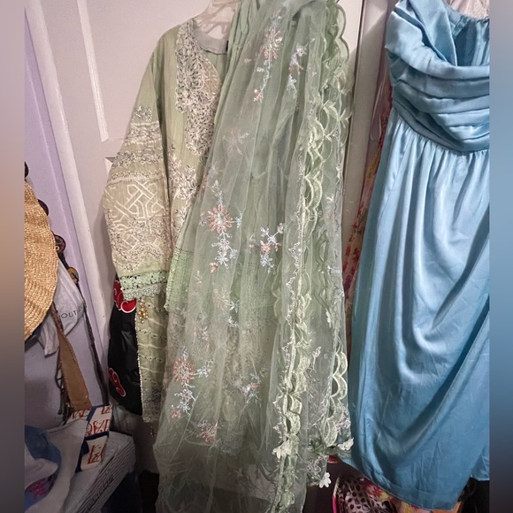Sage green Pakistani outfit - Picture 6 of 12